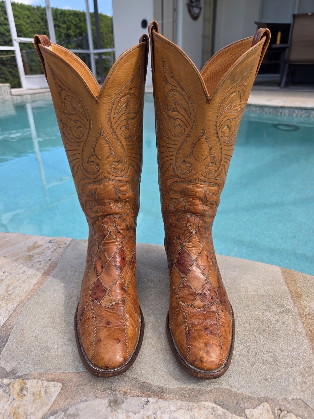 Vintage Ostrich  Leather Western Boots Mens 9.5D Womens 11 USA Made + Buckle - Picture 12 of 16